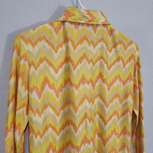 Vintage Shirt Womens Small Medium Yellow Orange 60s 70s Retro Psychedelic Hippie - Picture 8 of 9